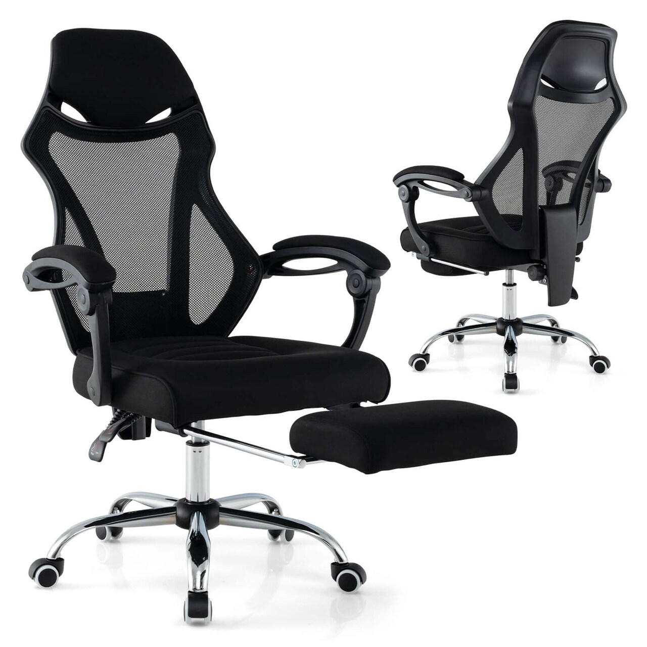 Costway Ergonomic Mesh Office Chair with Footrest Height-Adjustable & Tilting Backrest